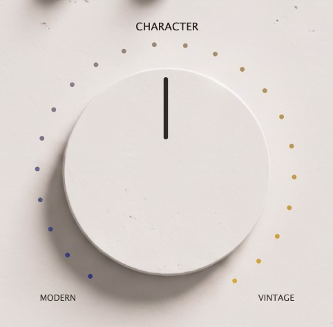 The CHARACTER knob, from MODERN to VINTAGE